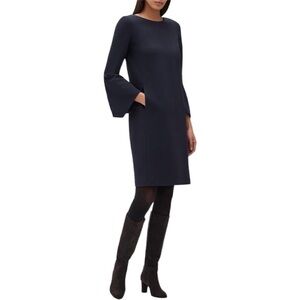 LAFAYETTE 148 NY Paloma Ponte Knit Sheath Dress Shift Bell Sleeve Career Work